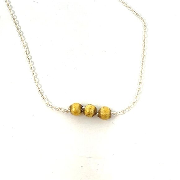 Dogeared Three Wishes Birthday Necklace Silver Chain 3 Gold Foil Balls - Picture 2 of 6